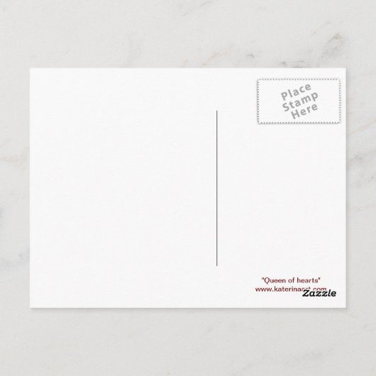 Briefkaart met koningin-jesterhartgezicht (Achterkant)