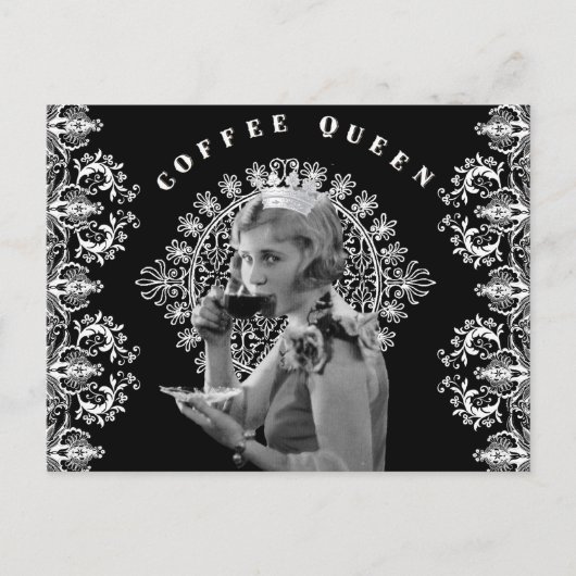  briefkaart met koningin van fotokoffie (Voorkant)
