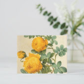  Briefkaart met kunstgele rozengeel (Staand voorkant)