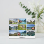 Briefkaart met landschappen en tekst: "Noorwegen" (Staand voorkant)