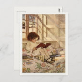  Briefkaart met lezen van zoete meisjes (Voorkant / Achterkant)