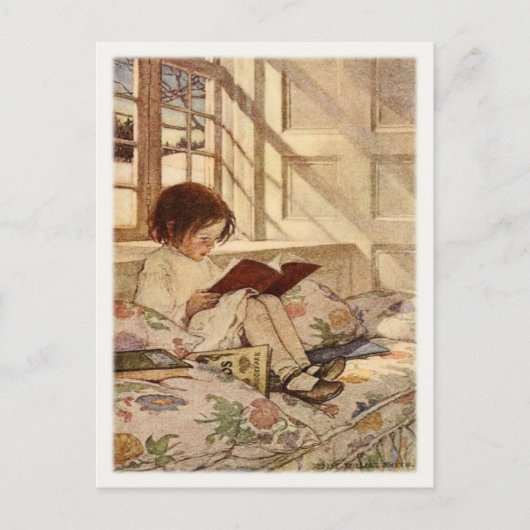  Briefkaart met lezen van zoete meisjes (Voorkant)