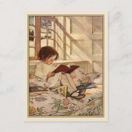  Briefkaart met lezen van zoete meisjes (Voorkant)