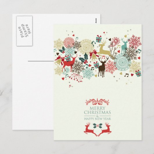 Briefkaart met liefdadig Vintage-kerstmis (Voorkant / Achterkant)