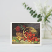Briefkaart met mandje aardbeien (Staand voorkant)