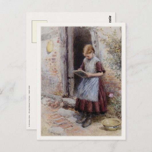 Briefkaart met mangschilderschilfers (Voorkant / Achterkant)