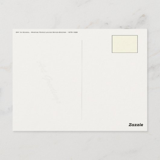 Briefkaart met Marthe Boyer-Breton schilderen (Achterkant)