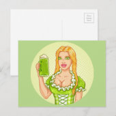 briefkaart met meisje en bier (Voorkant / Achterkant)