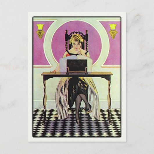 Briefkaart met -meisjeslezing (Voorkant)