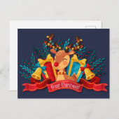 Briefkaart met mooie kerstrendieren (Voorkant / Achterkant)