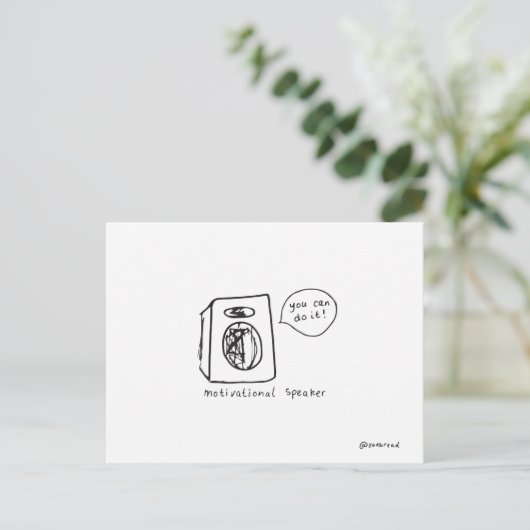 briefkaart met motivatie luidspreker (Staand voorkant)