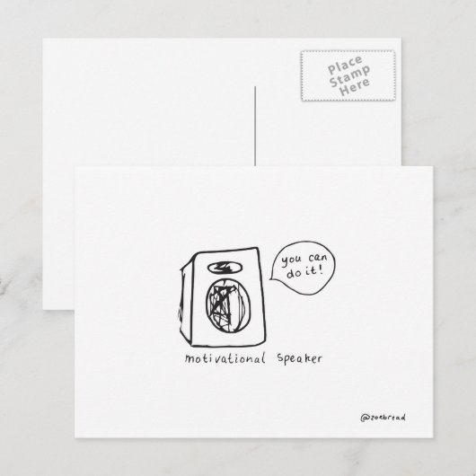 briefkaart met motivatie luidspreker (Voorkant / Achterkant)