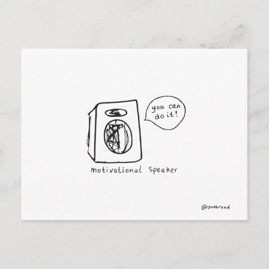 briefkaart met motivatie luidspreker (Voorkant)