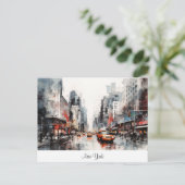 Briefkaart met New York City, beschilderd landscha (Staand voorkant)