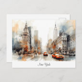 Briefkaart met New York City, beschilderd landscha (Voorkant / Achterkant)