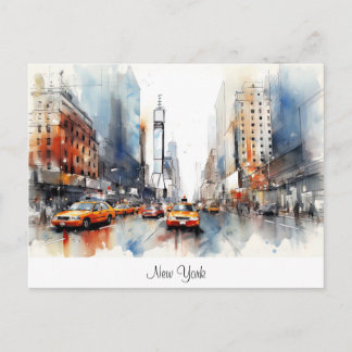 Briefkaart met New York City, beschilderd landscha