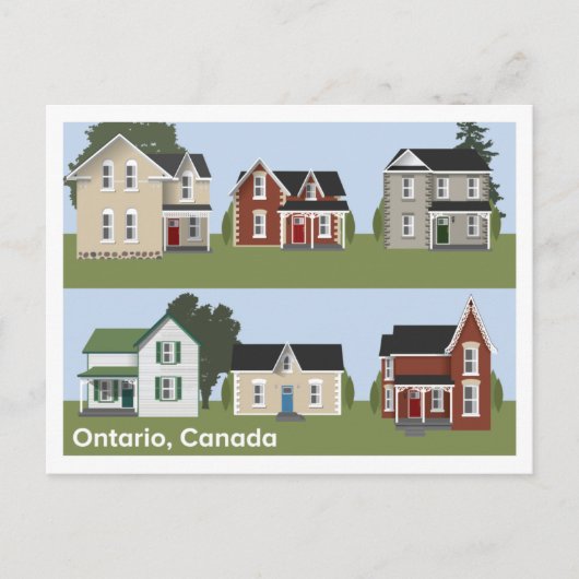 Briefkaart met Ontario Victoriaans woningen (Voorkant)