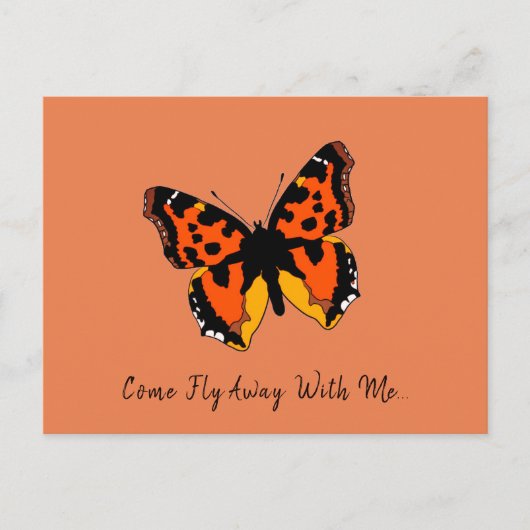 Briefkaart met Oranje en zwarte vlinder (Voorkant)