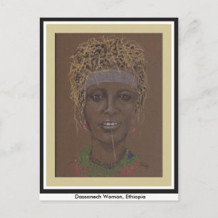 Briefkaart met originele kunst, Ethiopische vrouw