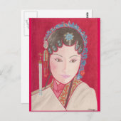 Briefkaart met originele kunst van de Chinese dans (Voorkant / Achterkant)