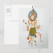 Briefkaart met originele kunst van een hindoe godi (Voorkant / Achterkant)