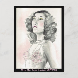 Briefkaart met originele kunst van Gloria Swanson