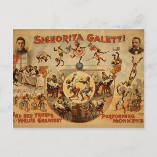 Briefkaart met oud Circus Poster