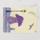 Briefkaart met paddenstoel, Lamp Post, Kat (Voorkant)