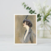 Briefkaart met Paul Cesar Helleu schilderen (Staand voorkant)