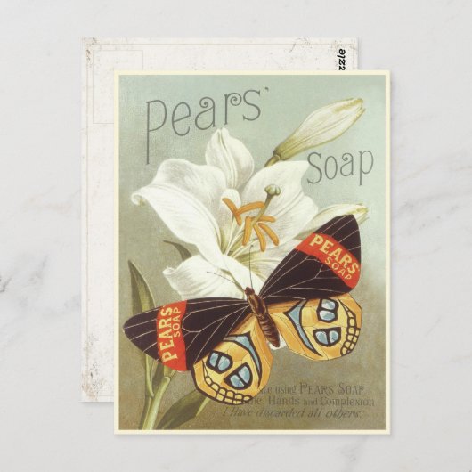 Briefkaart met  peren zeep afdrukken (Voorkant / Achterkant)