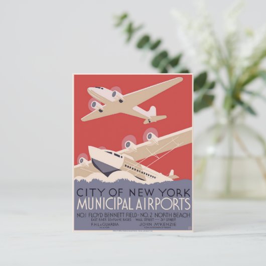 Briefkaart met  Poster op de luchthaven (Staand voorkant)