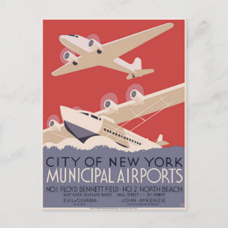 Briefkaart met Poster op de luchthaven