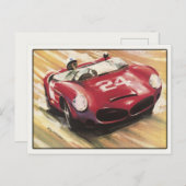 Briefkaart met  Poster voor sportauto's (Voorkant / Achterkant)
