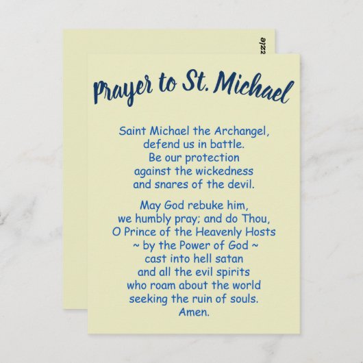 Briefkaart met Prayer naar Saint Michael  (Voorkant / Achterkant)
