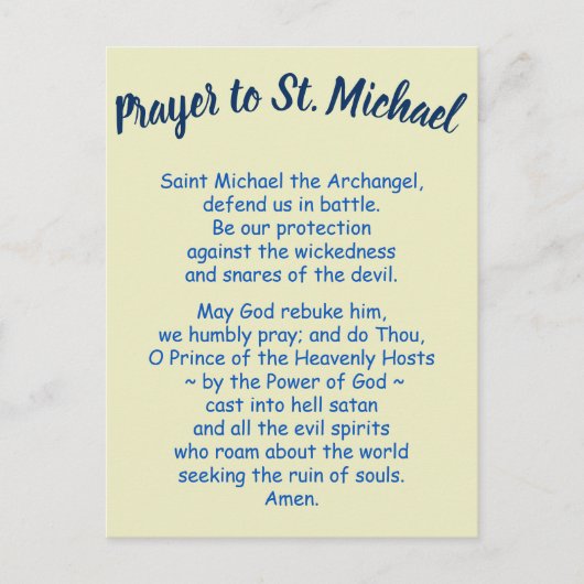 Briefkaart met Prayer naar Saint Michael  (Voorkant)