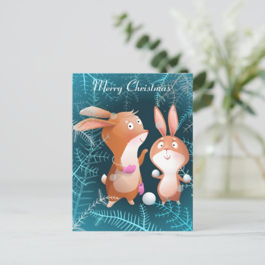 Briefkaart met pretkerkerbunnies (Staand voorkant)