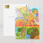 Briefkaart met Psychedelic Colorful Tree-ontwerp (Voorkant / Achterkant)