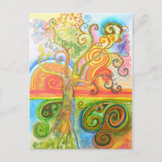 Briefkaart met Psychedelic Colorful Tree-ontwerp