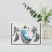 Briefkaart met  raceauto (Staand voorkant)