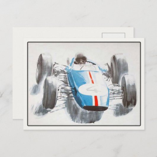 Briefkaart met raceauto (Voorkant / Achterkant)
