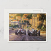 Briefkaart met  raceauto's die concurreren (Voorkant / Achterkant)