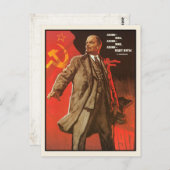 Briefkaart met Retro Lenin Poster Print (Voorkant / Achterkant)