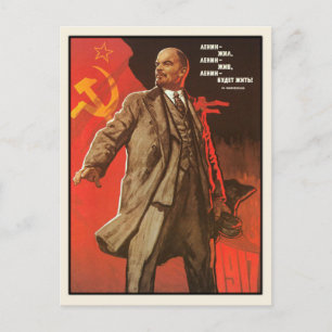 Briefkaart met Retro Lenin Poster Print