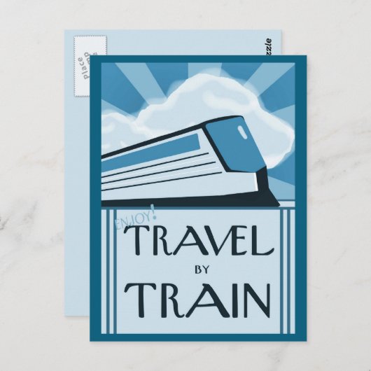 Briefkaart met Retro Train Travel Poster Afbeeldin (Voorkant / Achterkant)