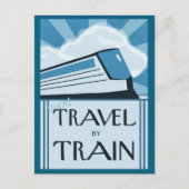 Briefkaart met Retro Train Travel Poster Afbeeldin (Voorkant)
