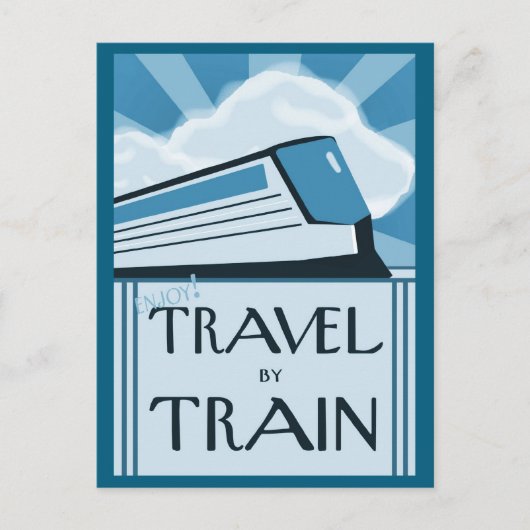 Briefkaart met Retro Train Travel Poster Afbeeldin (Voorkant)