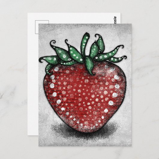 Briefkaart met ripe aardbei (Voorkant / Achterkant)