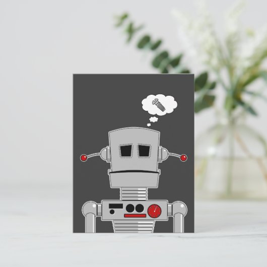 Briefkaart met robotschroefschroef (Staand voorkant)