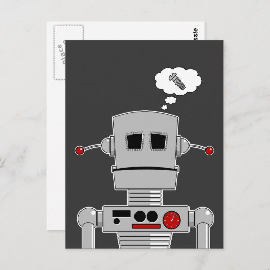 Briefkaart met robotschroefschroef (Voorkant / Achterkant)