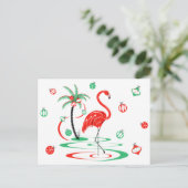 Briefkaart met rode kerst Flamingo Baubles (Staand voorkant)
